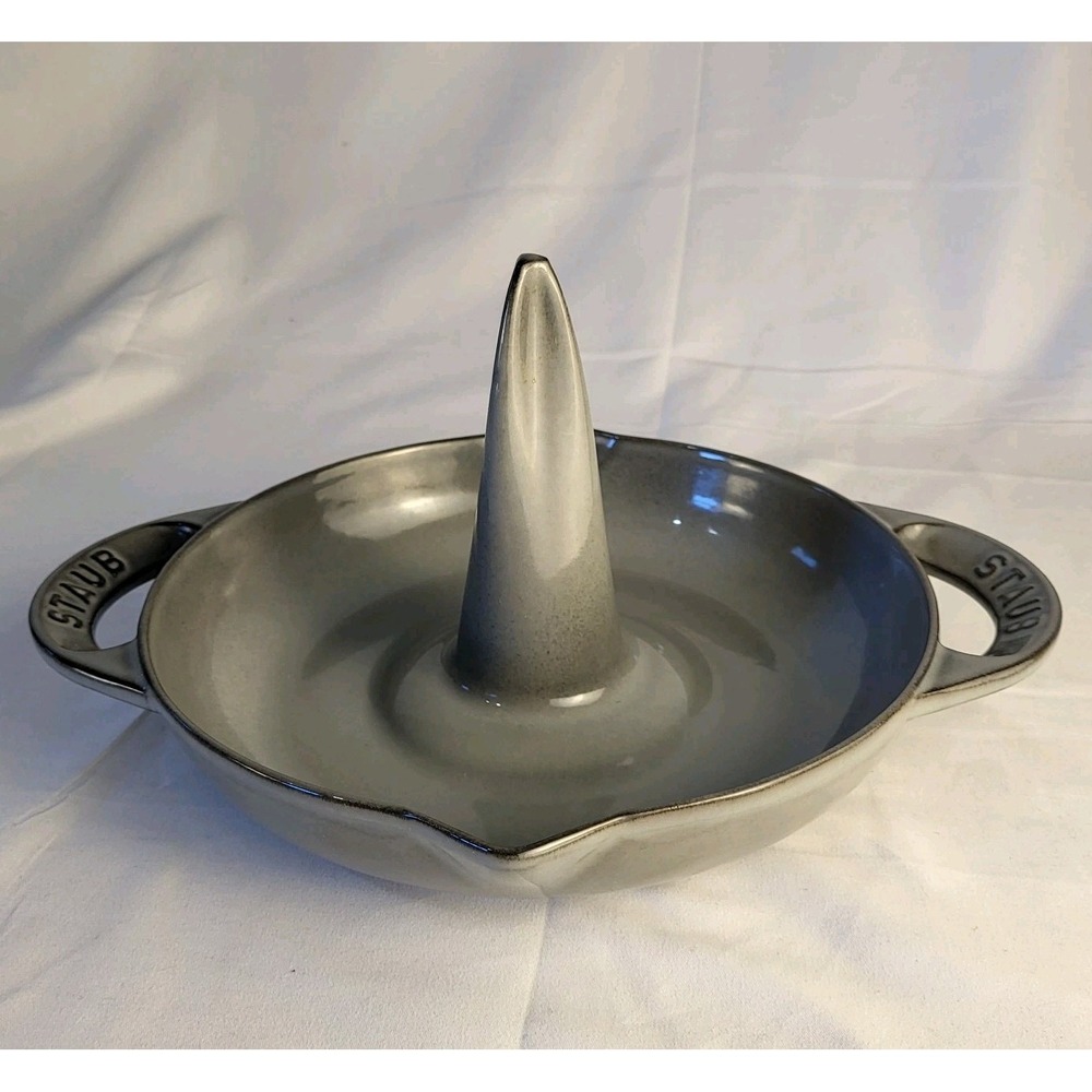 Staub Enameled Cast Iron Vertical Chicken Roaster - Graphite Grey Made In France